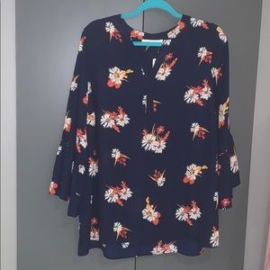 Navy Floral Blouse